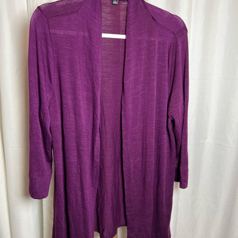 Notations Magenta Open-Front Cardigan Sweater